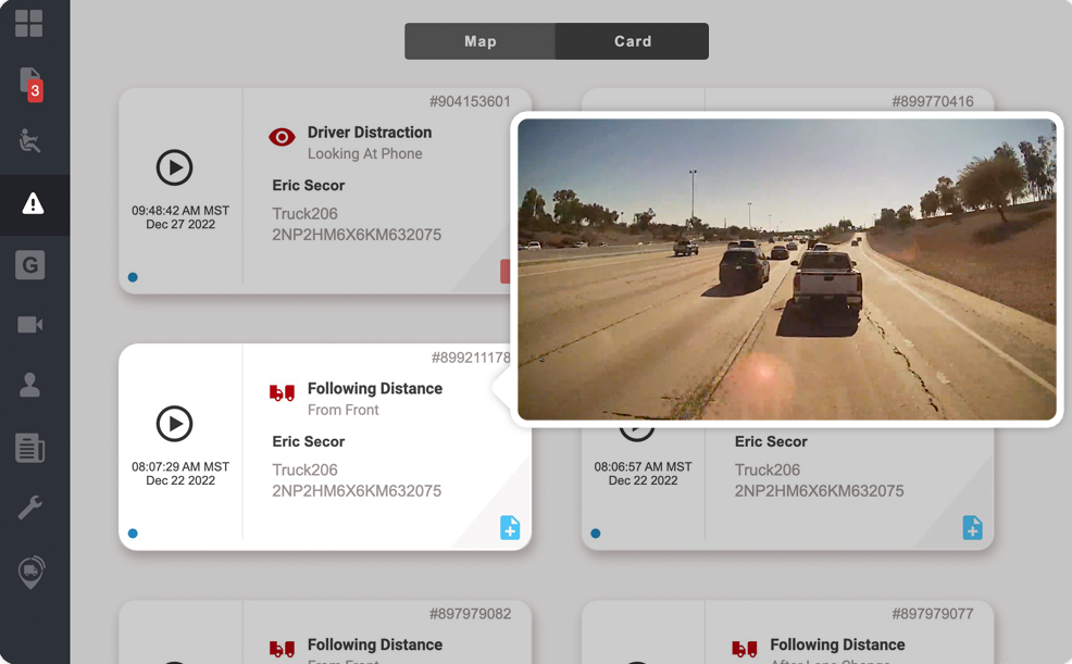 Driver·i event card showing real-time AI coaching alert