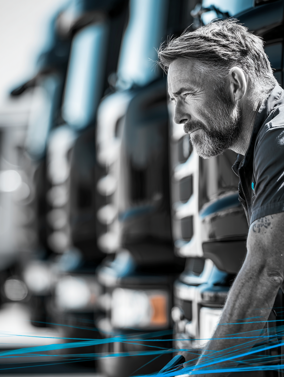 Certified technician installing fleet telematics hardware