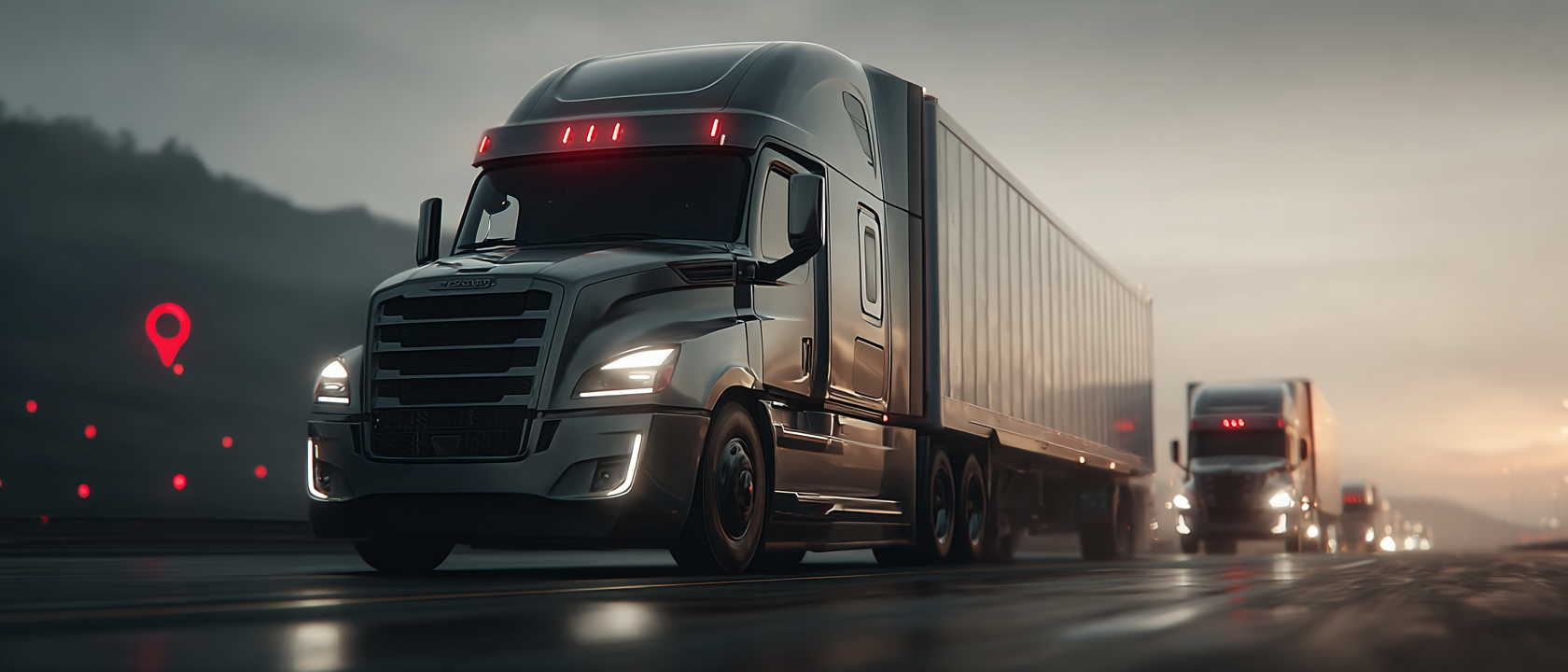 Long-haul fleet trucks on the highway — GPS fleet tracking in operation